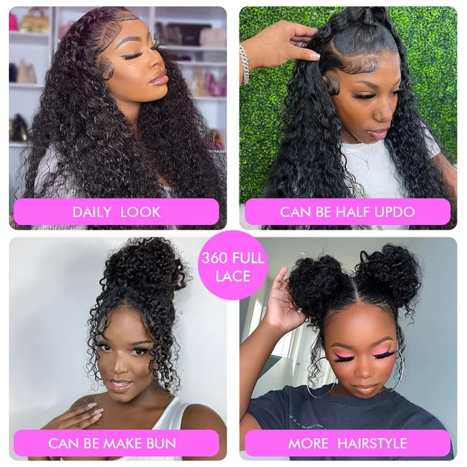 30 40 Inch 360 Full Lace Wig Human Hair Deep Wave Frontal Wig 13X6 Hd Lace Front Wigs Curly Human Hair Wigs Brazilian Hair