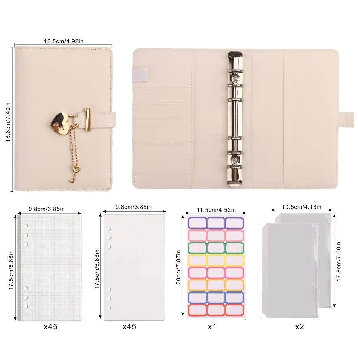 A5 Love Lock Diary Set | Password Notebook + Bags + Stickers