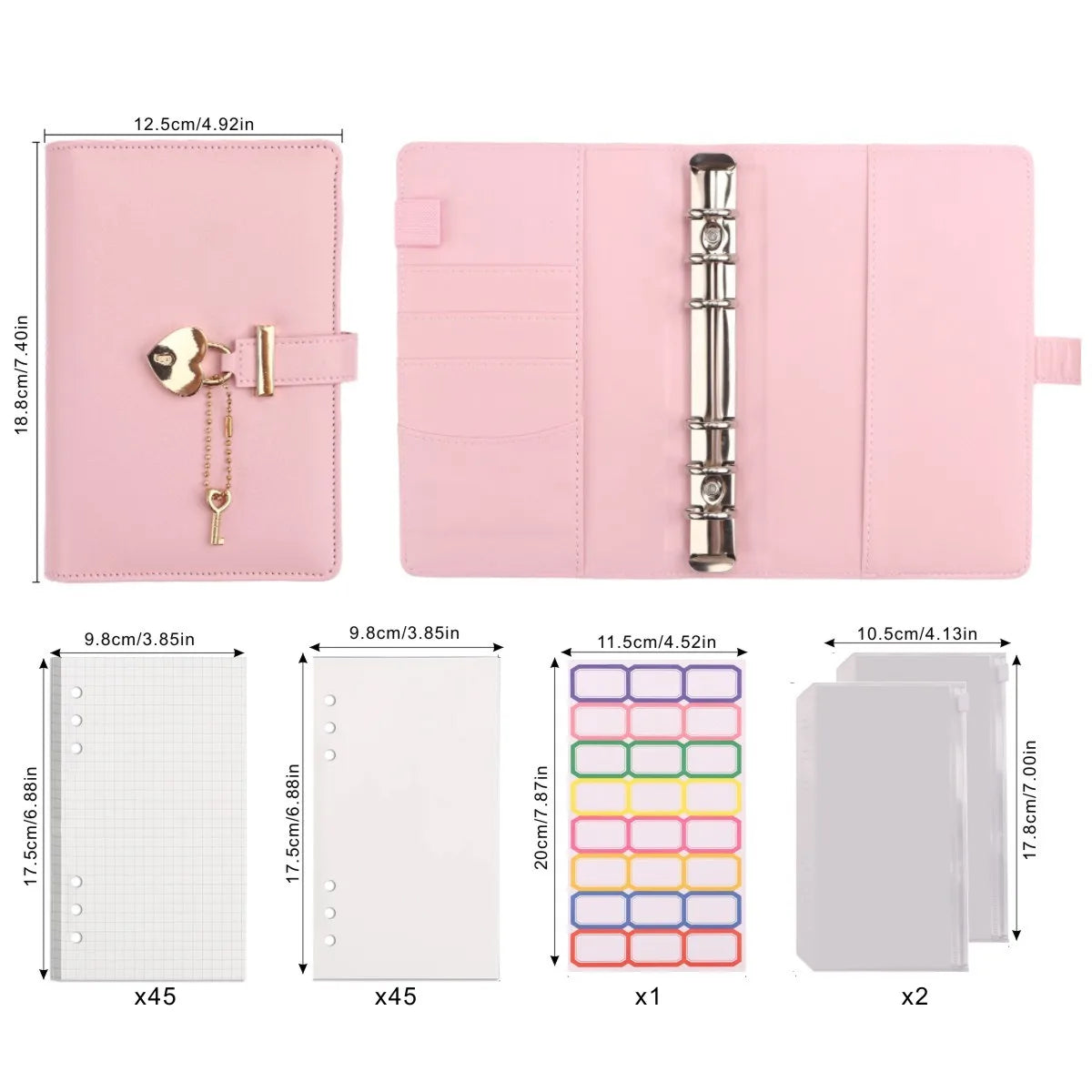 A5 Love Lock Diary Set | Password Notebook + Bags + Stickers
