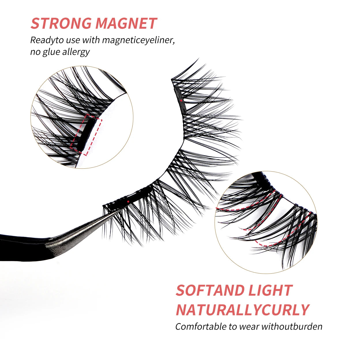 3 Pairs Magnetic Eyelashes – Glue-Free Reusable Lash Kit with Applicator