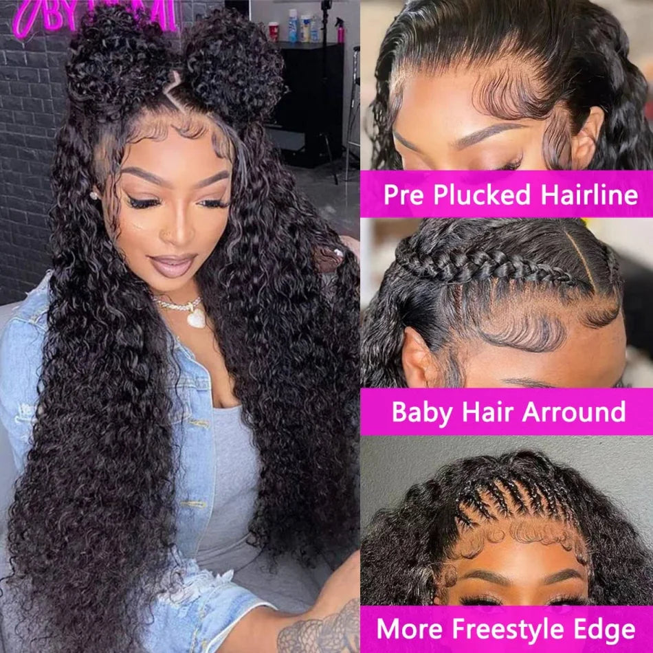 30 40 Inch 360 Full Lace Wig Human Hair Deep Wave Frontal Wig 13X6 Hd Lace Front Wigs Curly Human Hair Wigs Brazilian Hair