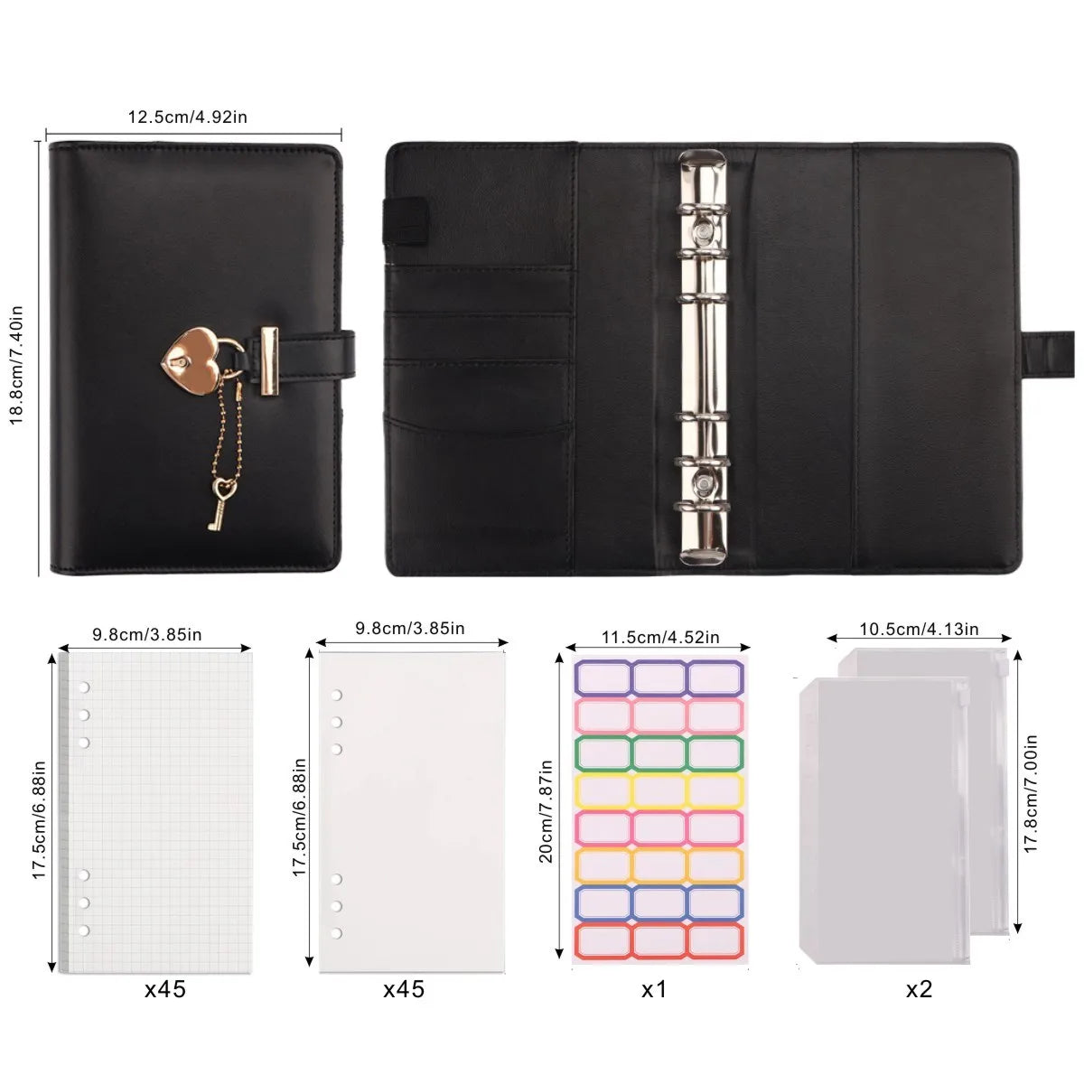 A5 Love Lock Diary Set | Password Notebook + Bags + Stickers