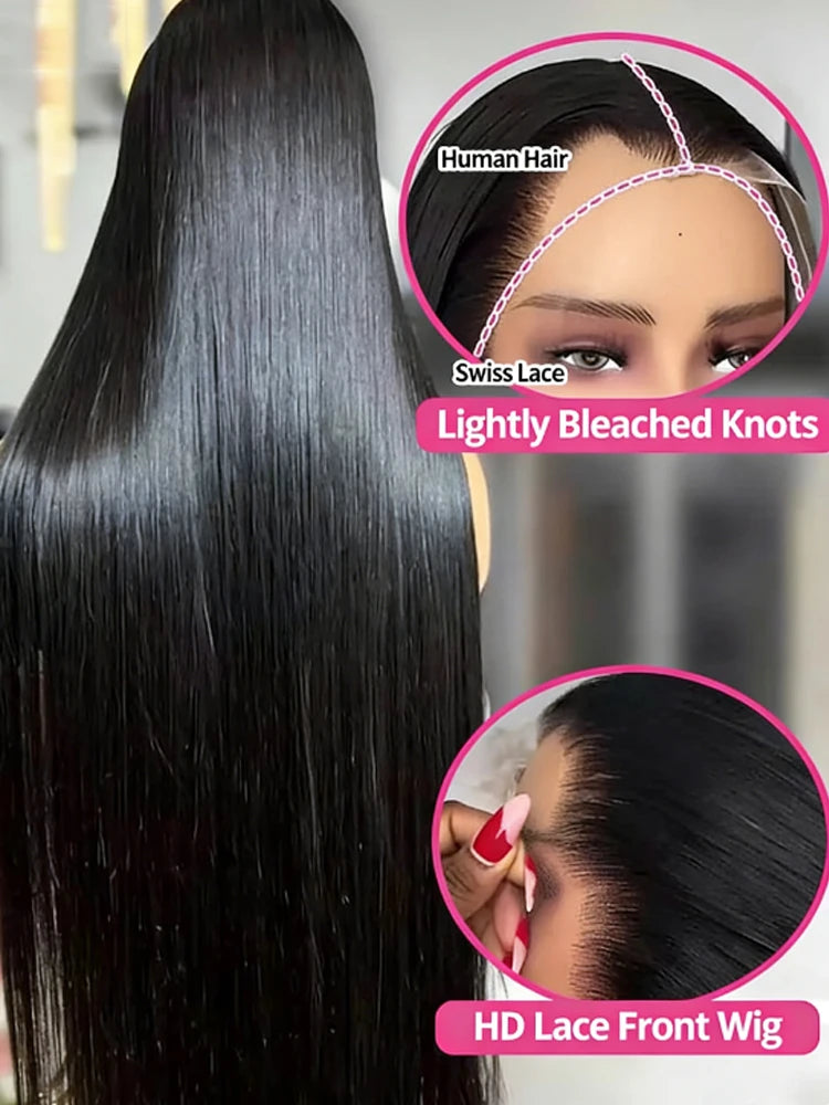 40 42 Inch Bone Straight Human Hair Wigs 13x6 HD Transparent Lace Frontal Wigs Glueless Straight Lace Front Human Hair Wigs